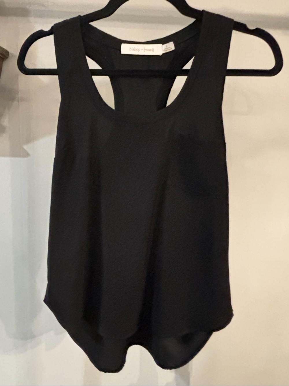bishop + young Black Racerback Tank Top pocket chest women’s size small